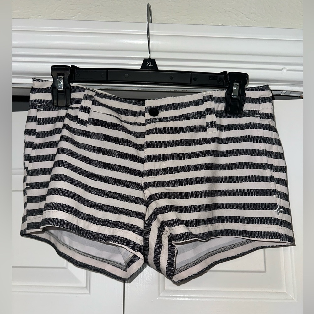 Hurley Black and White Striped Women's Shorts